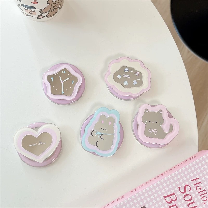 Accessories With Watch - Penyangga Ponsel Teleskopik Cermin Kartun Kawaii