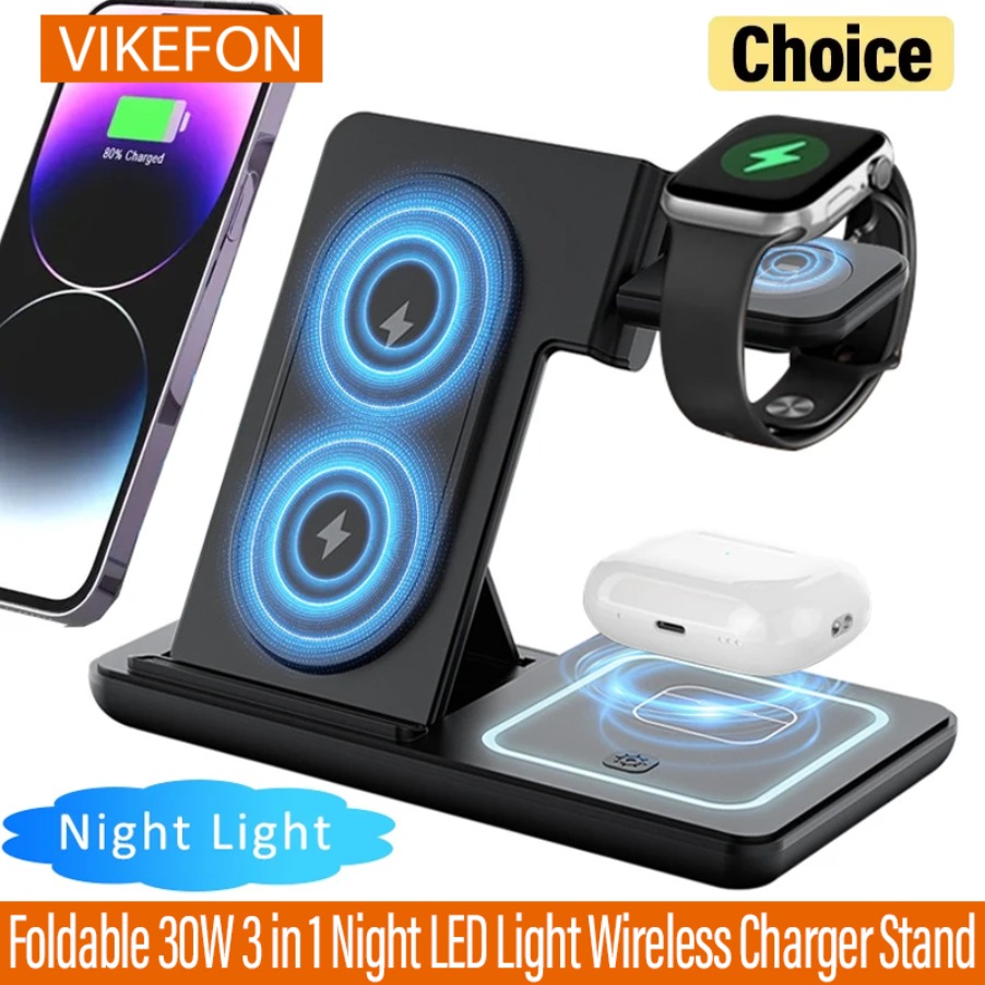 Smartwatch Ac - Dudukan Pengisi Daya Nirkabel Lampu LED