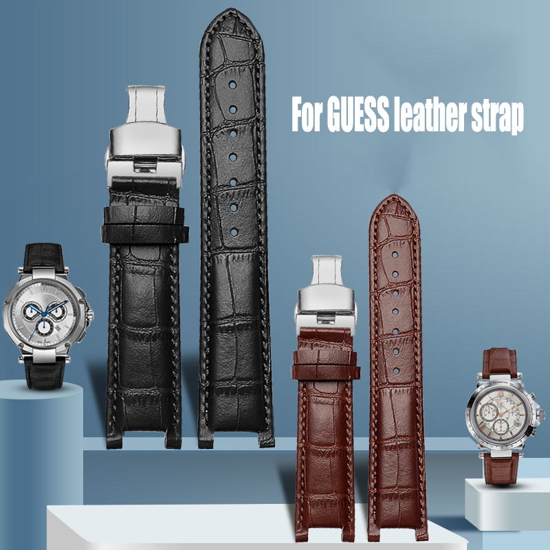 Smartwatch Guess - Gelang jam berlekuk bahan kulit buaya,
